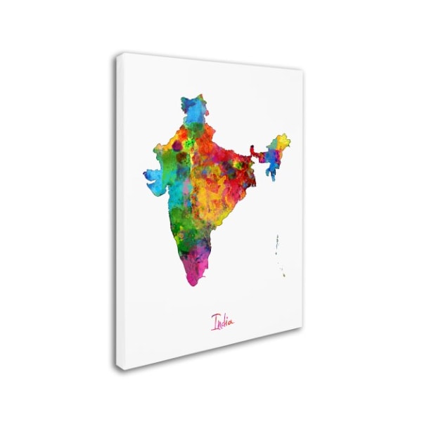 Michael Tompsett 'India Watercolor Map II' Canvas Art,18x24